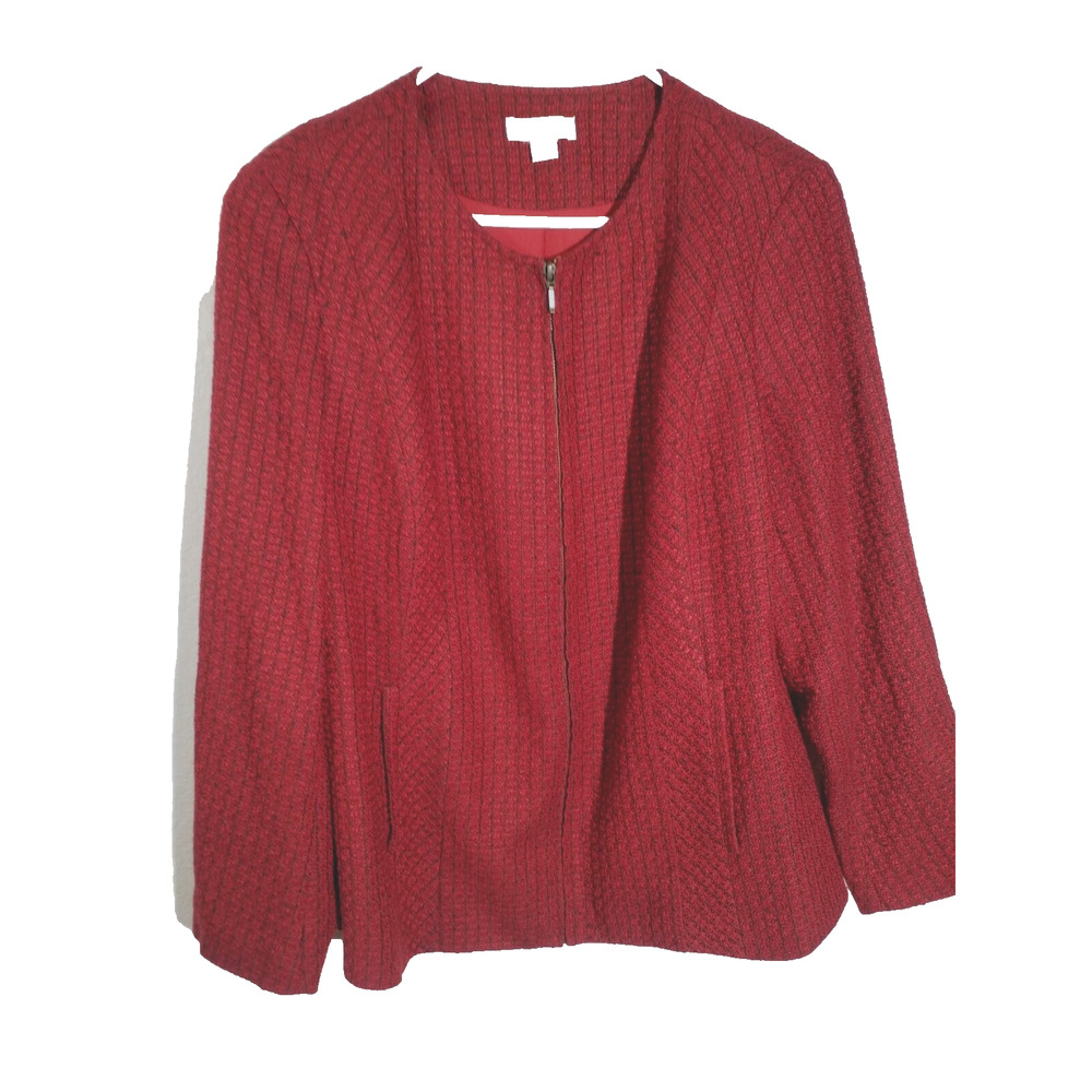 Coldwater Creek Womens Jacket Zip Up Pockets Long Sleeve Lined Red Size 18